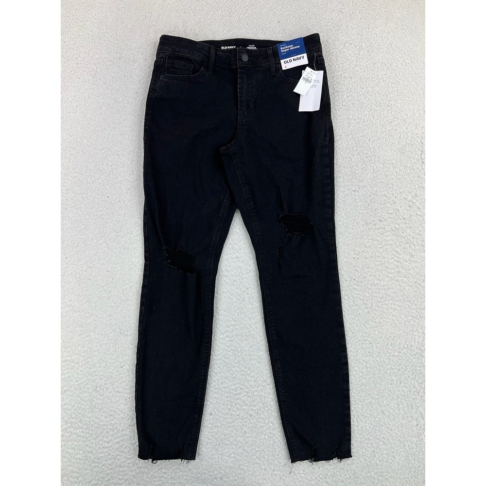 Old Navy Rockstar Super Skinny Ankle Jeans Womens 4 Black Mid Rise Stretch Denim